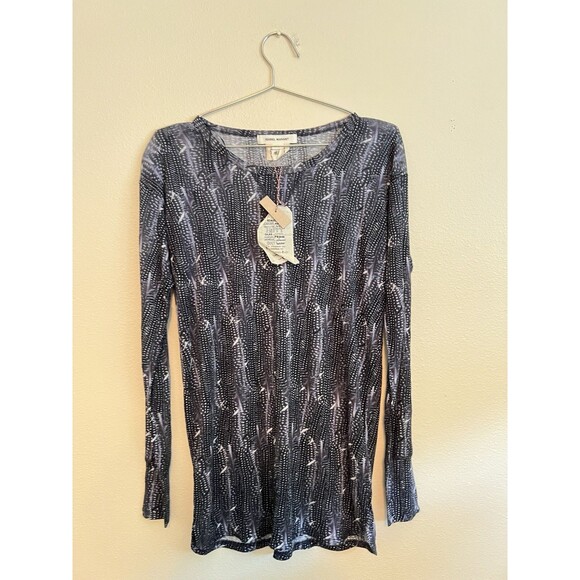 Isabel Marant H&M Linen Top Slate Blue Print Knit Blouse Size 10 Brand New - Picture 3 of 9
